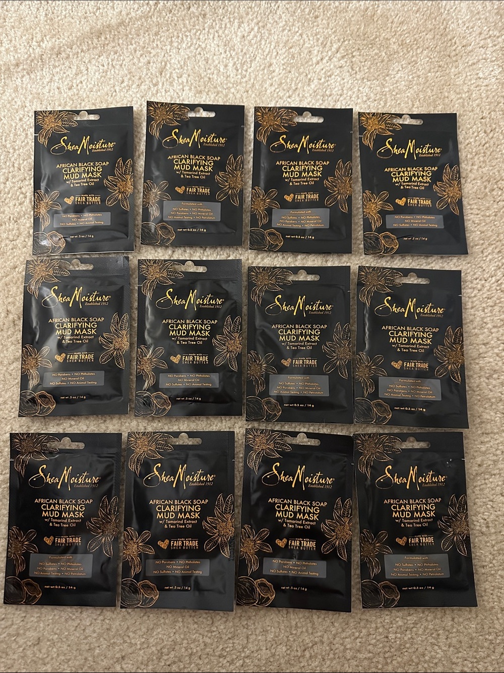 Shea Moisture Black and Gold Skincare Mask lot of 12